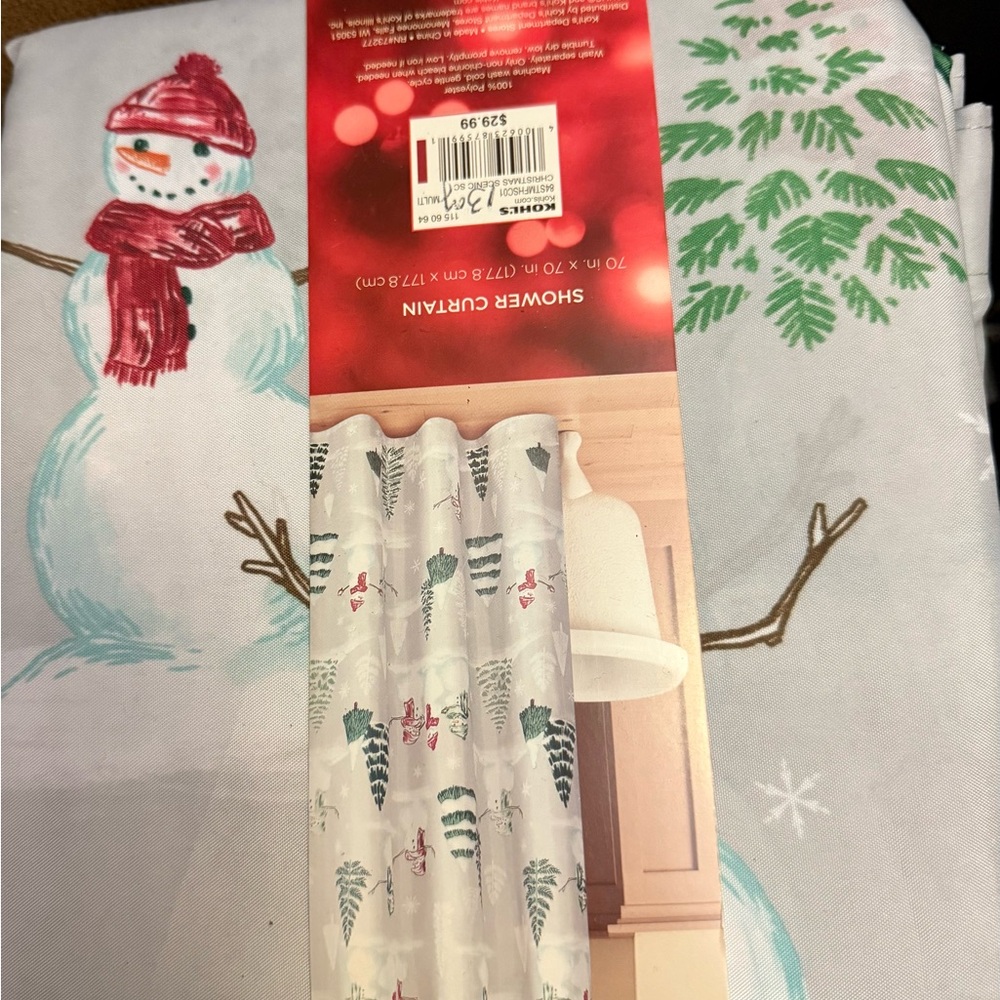 Kohl's Festive Snowman Shower Curtain - White and Red